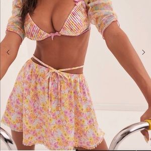 For Love and Lemons Pastel Punch Crop Top + Skirt